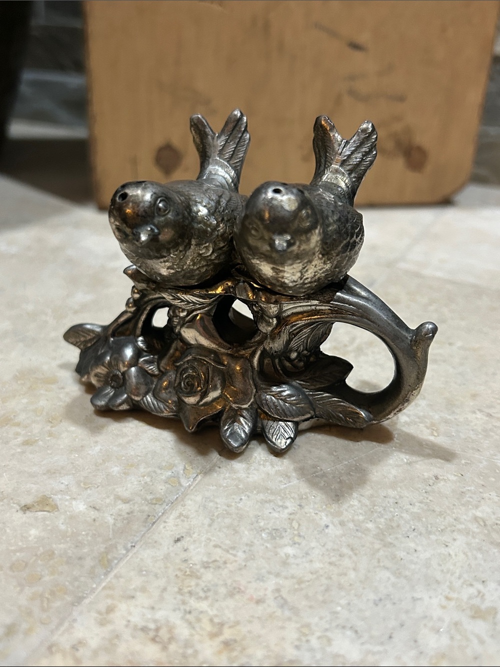 vintage WEIDLICH BROS silver-plated Birds on a Branch salt and pepper shakers